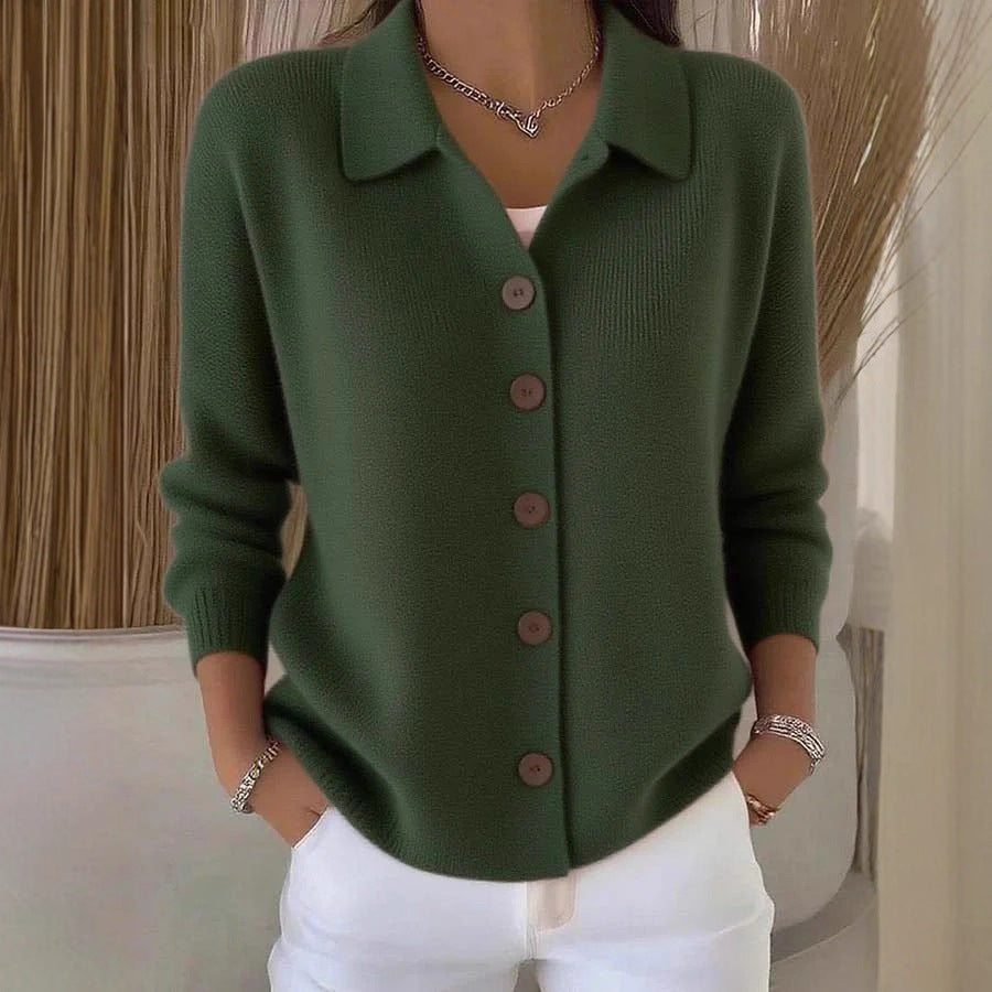 Button-knitted Lapel Sweater Cardigan Coat For Women 