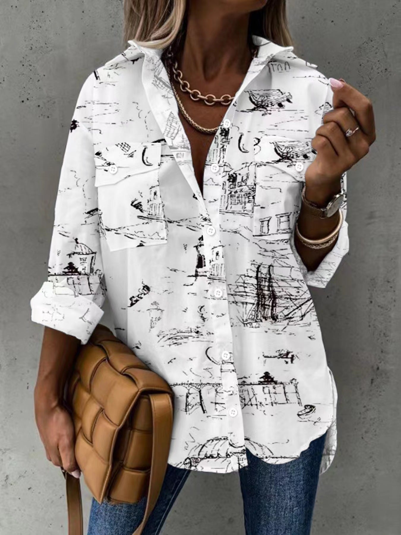 Large Size Two-piece Set Women's Long Sleeve Casual Shirt Diversi Fashion™