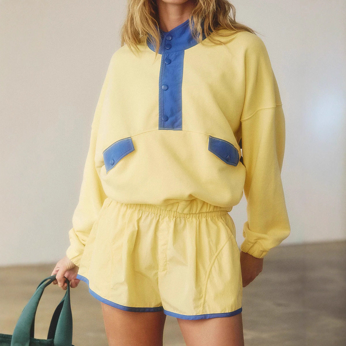 Fashionable Versatile Multi-color Womens Long-sleeve Two-piece Set 