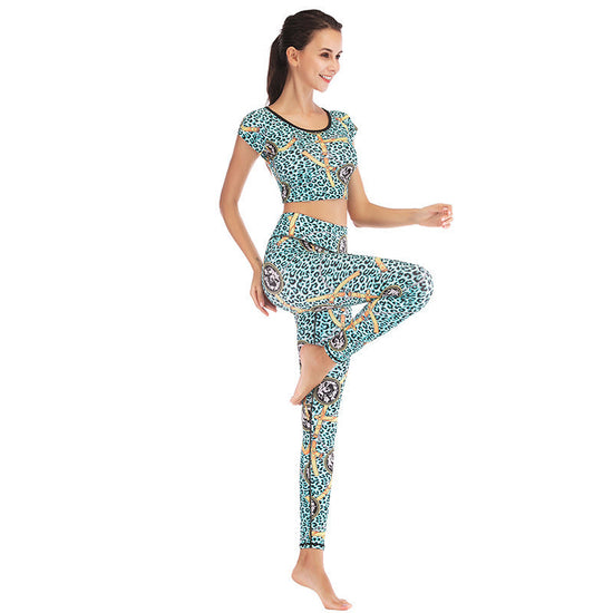 Printed navel short-sleeved quick-drying dance dress FitiqueFit