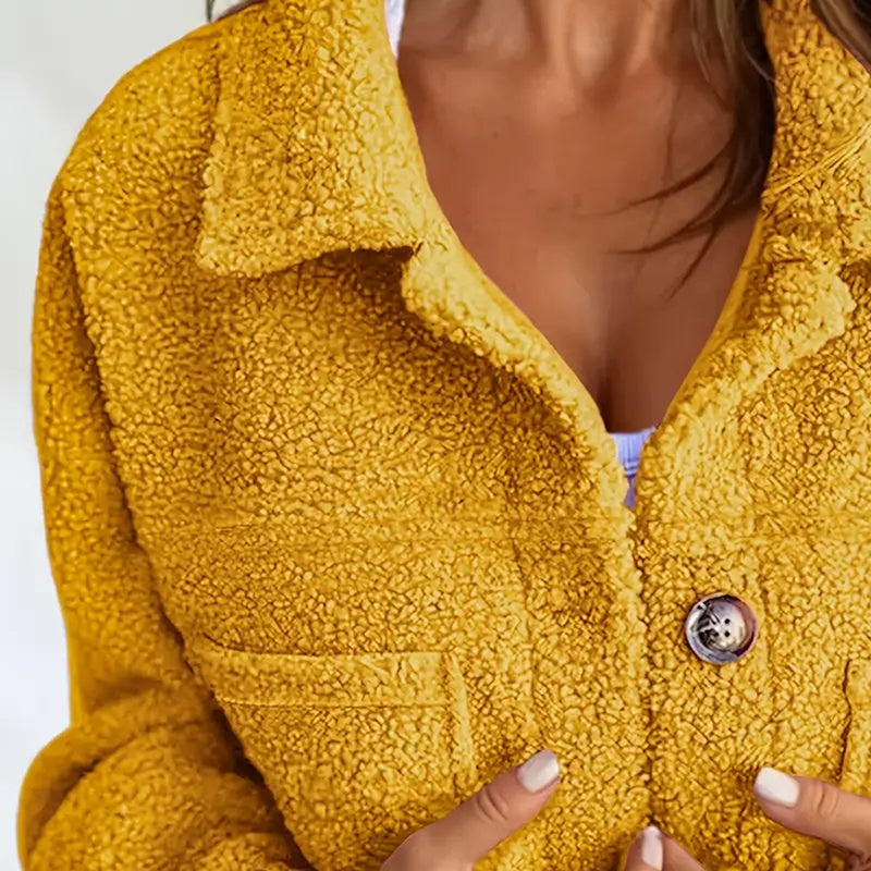 Plus Size Women’s Solid Color Sherpa Jacket CJ US