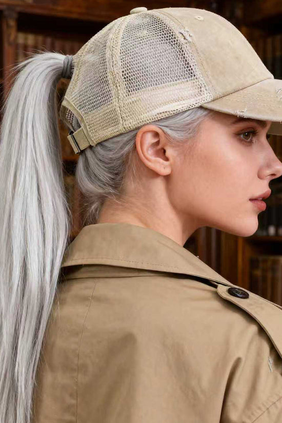 Solid-color, Frayed, Washed-out, Distressed, Mesh-patterned Cap - A Trendy, Youthful, Versatile Baseball Cap That Suits Both Daily Commuting And Outdoor Activities. 