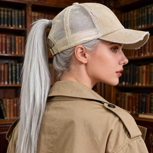 Solid-color, Frayed, Washed-out, Distressed, Mesh-patterned Cap - A Trendy, Youthful, Versatile Baseball Cap That Suits Both Daily Commuting And Outdoor Activities. 