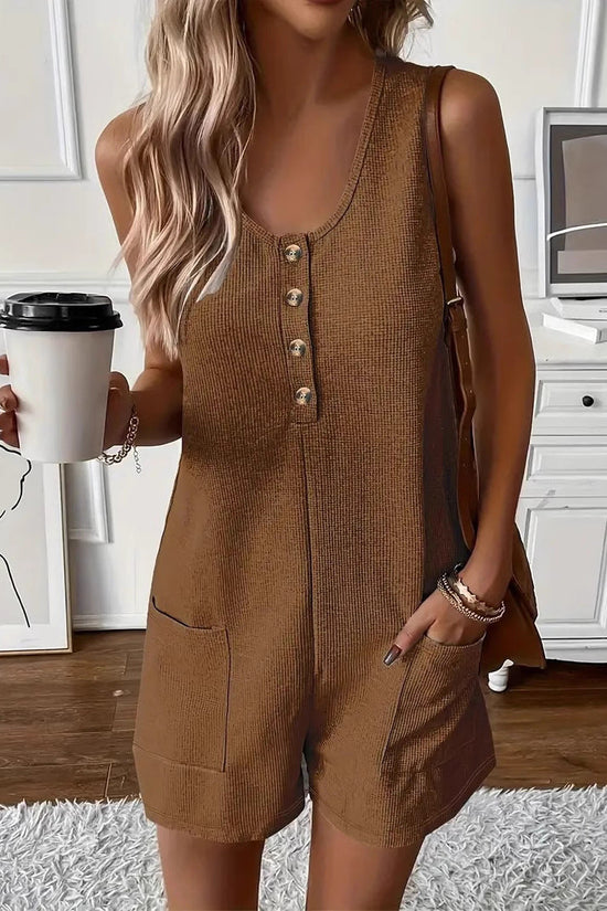 Casual Buttoned-pocket Vest Jumpsuit 