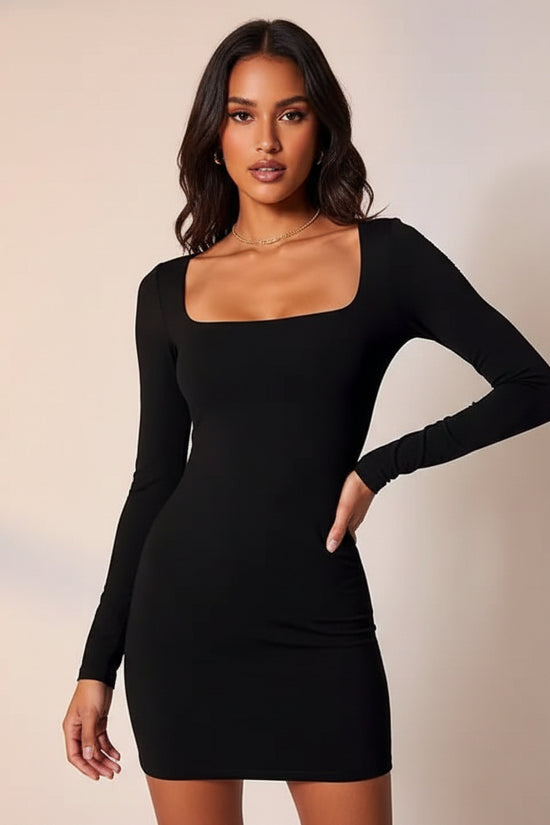 Square Neck Milk Silk Pullover Long Sleeves 