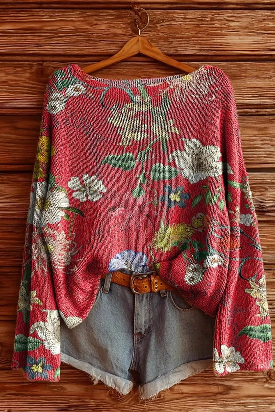 Women’s Fall Wildflower Print Long Sleeve T-Shirt 