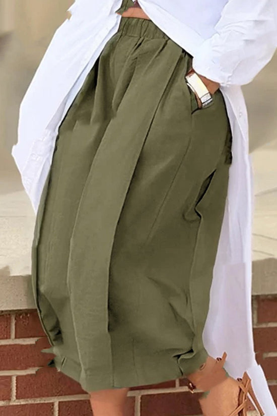 Women's Solid Color Cotton Wide Leg Cropped Pant