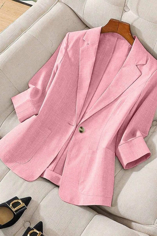Solid color pocket small suit jacket women's button up top 