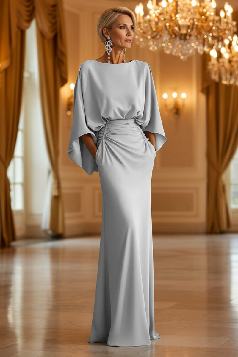 Elegant Backless Pleated Long Dress for Women 