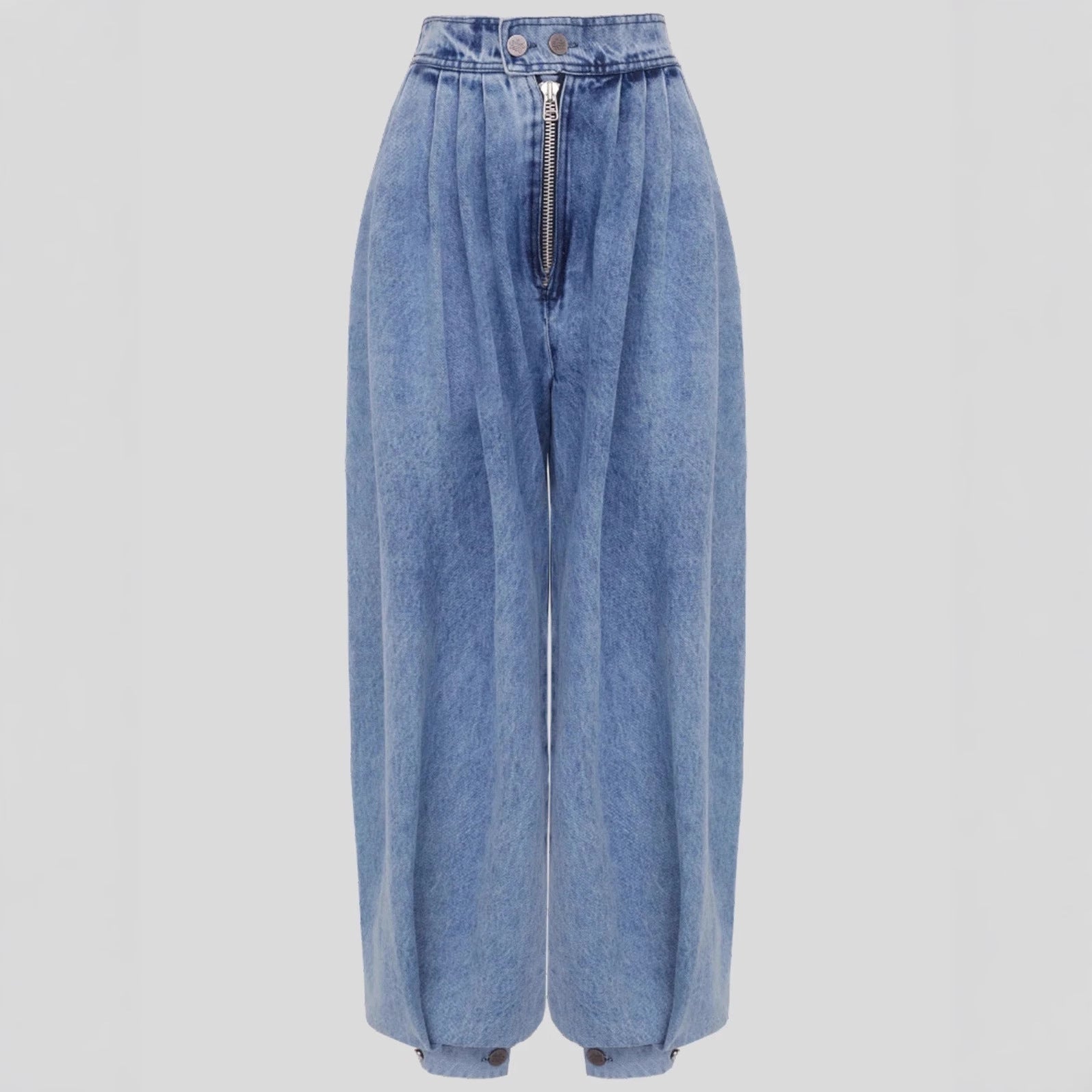 High waisted zipper leg tied jeans for women 