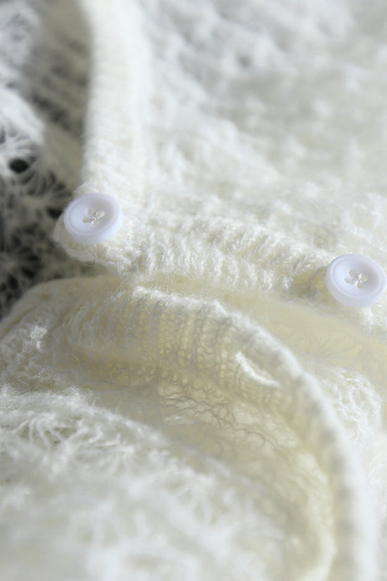 Mohair Crochet Hollow Knit Cardigan Sweater CJ
