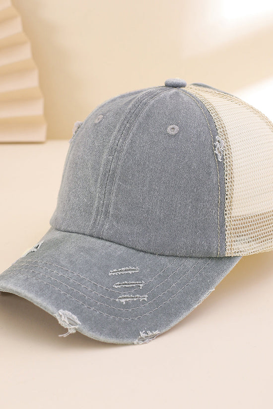 Solid-color, Frayed, Washed-out, Distressed, Mesh-patterned Cap - A Trendy, Youthful, Versatile Baseball Cap That Suits Both Daily Commuting And Outdoor Activities. 