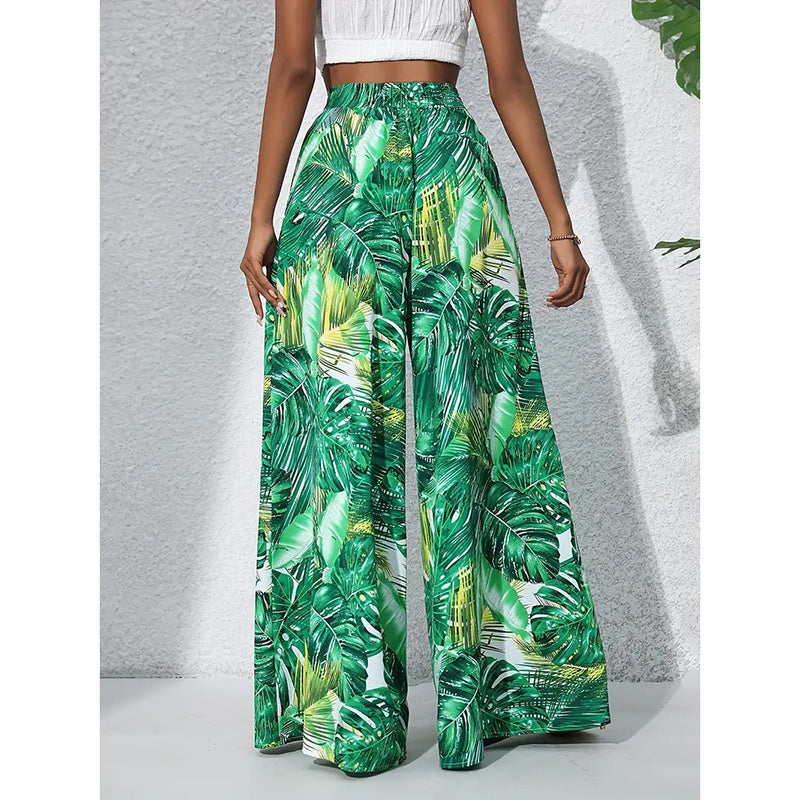 Palazzo Pants For Women Casual High Waist Printed Wide Leg Pant Trendy Boho Trousers Fashion Beach Outfits CJ US