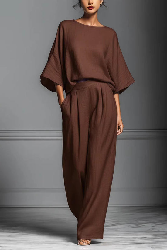 Womens Fashionable And Elegant Flared-Sleeve Linen Suit 
