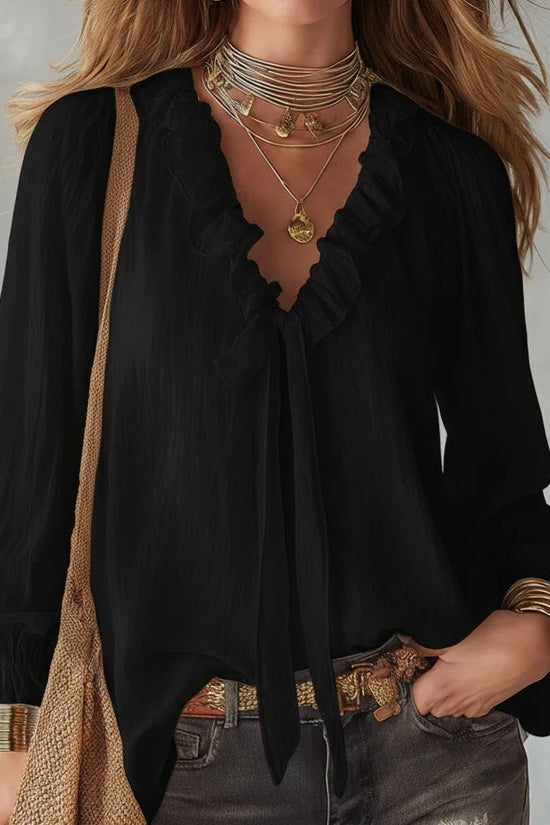 Fashionable V-neck Loose-fit Shirt Top 