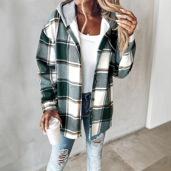 Plaid Drawstring Hoodie Shirt CJ US