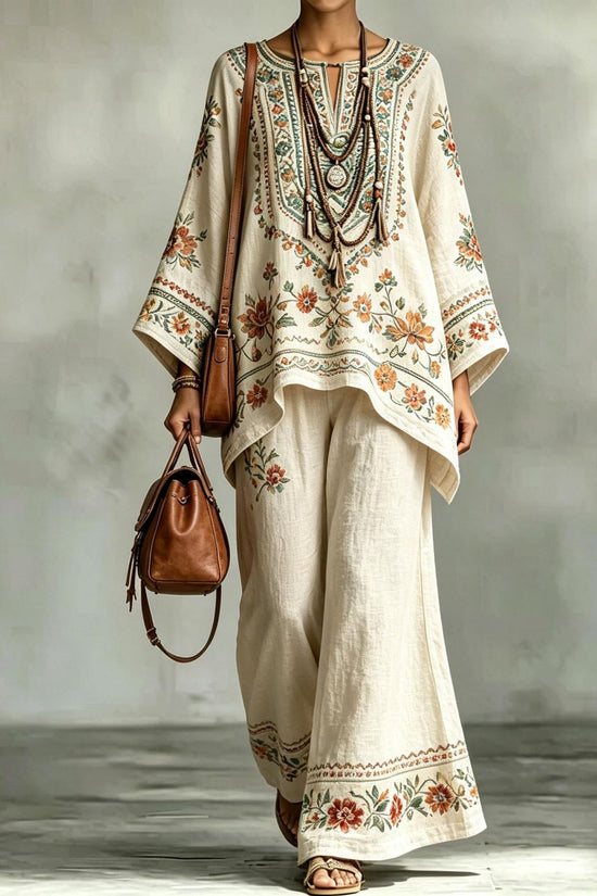 Women's Fashionable Loose-Fit Printed Long-Sleeve Set 