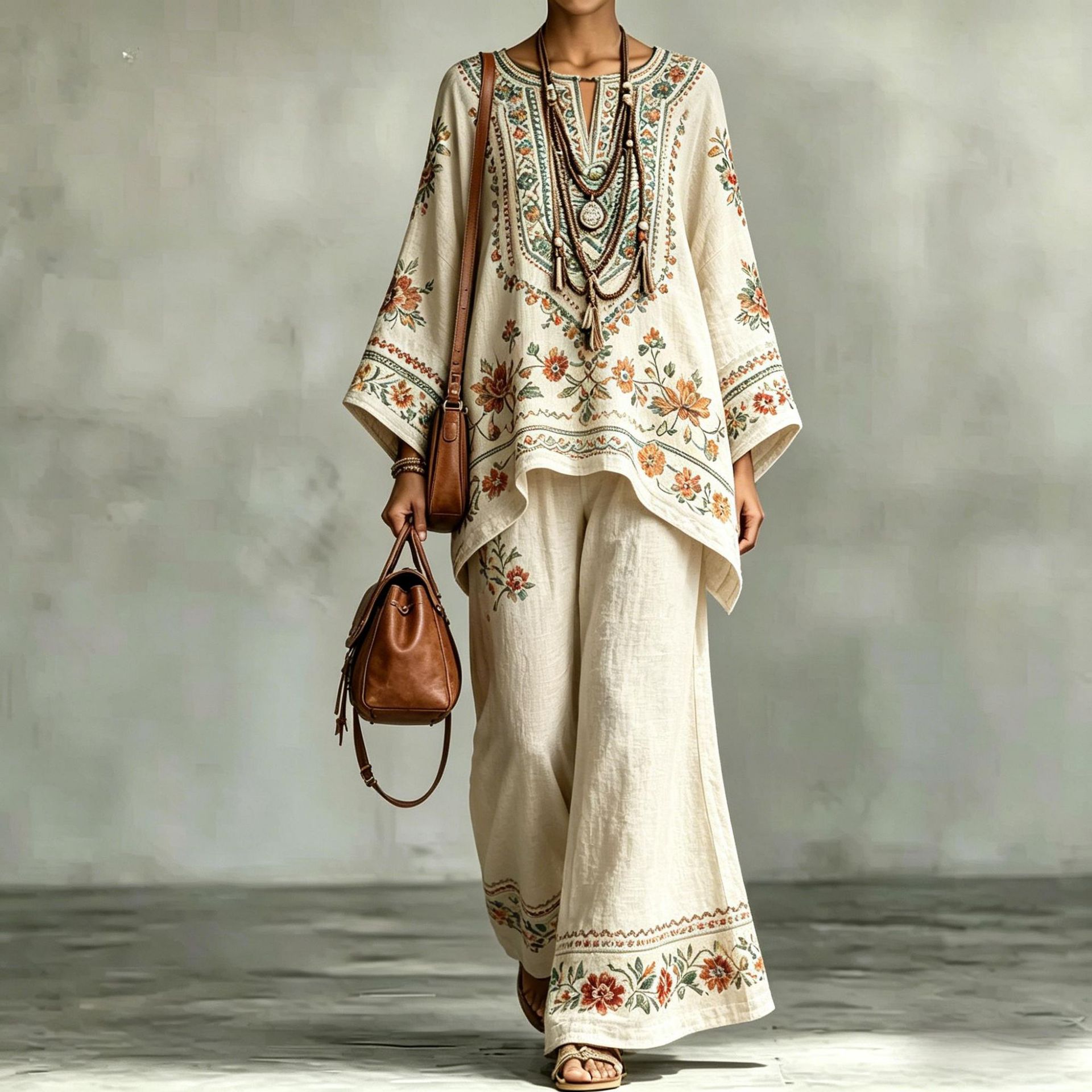 Women's Fashionable Loose-Fit Printed Long-Sleeve Set 