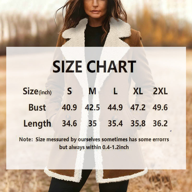 Women's Suede-Look Trench Coat, Classic Notch Lapel Double-Breasted Jacket With Pockets And Plush Lining 