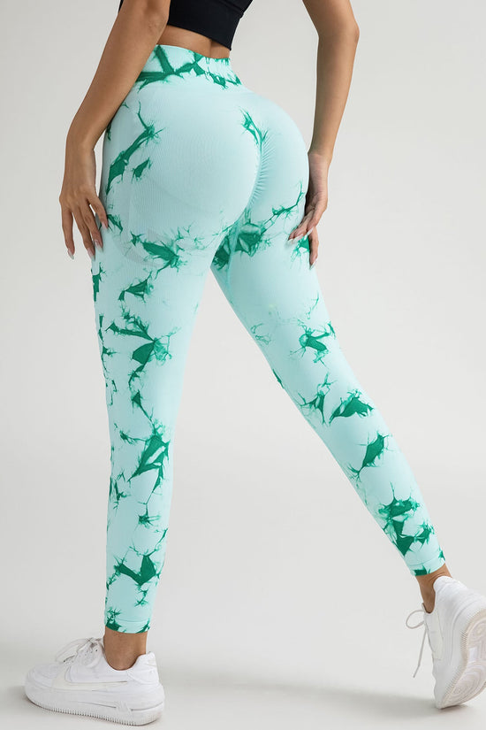 New Style Women's High-Waisted Yoga Leggings With Hollow-Out & Tie-Dye Design CJ US