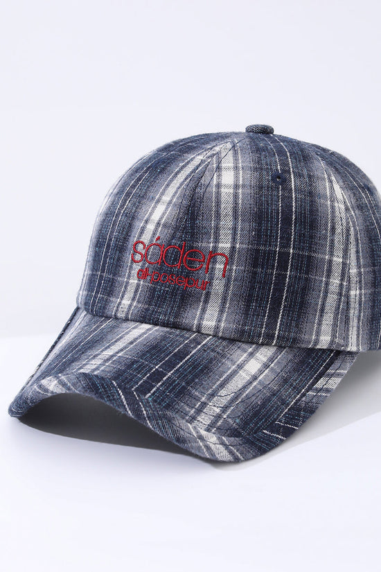 Striped Checkered Embroidered Letter Simple And Fashionable Baseball Cap Suitable For Daily Outdoor Outings And Travels 