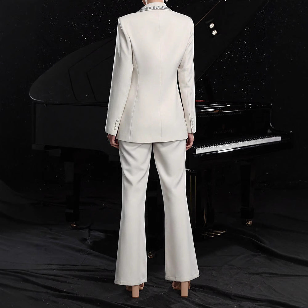 Women's Fashionable, Elegant Hollow-Out Suit Jacket And Pants Set 