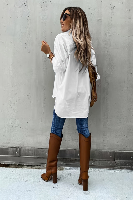 Women’s Casual Long Sleeve Shirt with Pocket CJ US