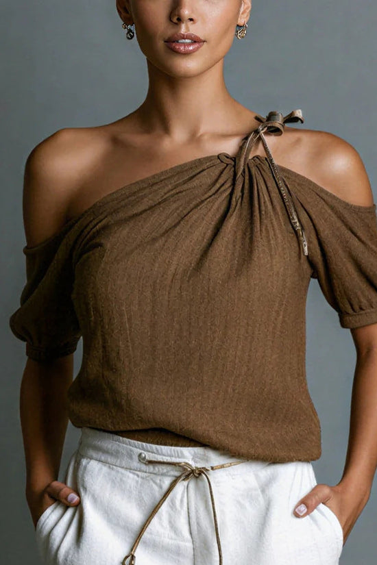 Fashionable Off-Shoulder Short-Sleeve Womens Top 