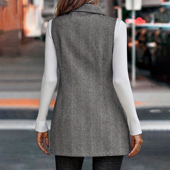 Women's Sleeveless Blazer Vest, Trendy Fall Winter Business Casual Cardigan 