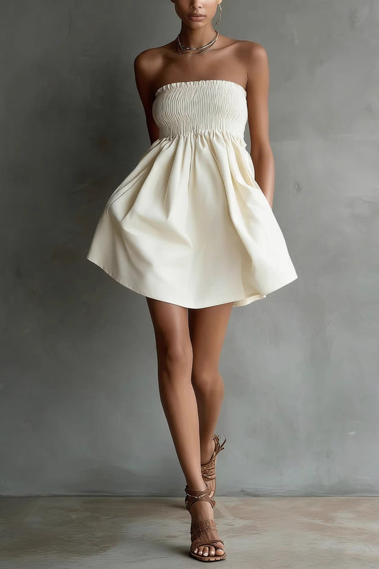 Women's Solid-Colored Strapless Tube Dress 