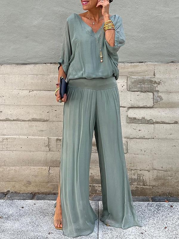 Fashionable Best-Selling Solid-Colored Chiffon Set For Women 