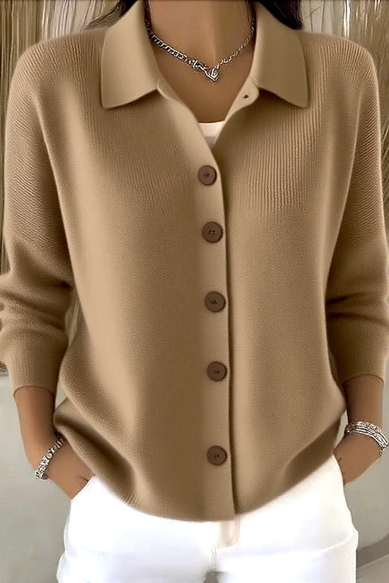 Button-knitted Lapel Sweater Cardigan Coat For Women 