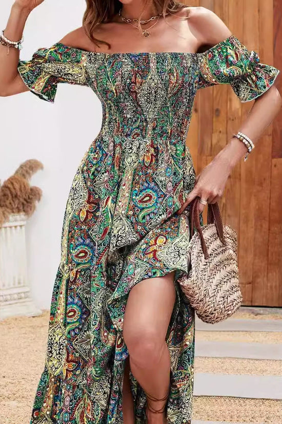 Women’s Paisley One‑Shoulder Maxi Dress 