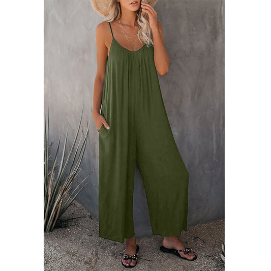 Women’s Pleated Chest Cross-Strap Jumpsuit 