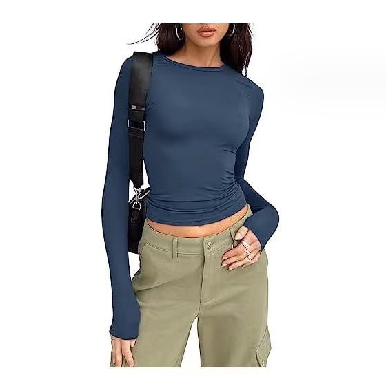 Slim Fit Long Sleeve Shirt | Women's Casual Crop Tops | Diversi