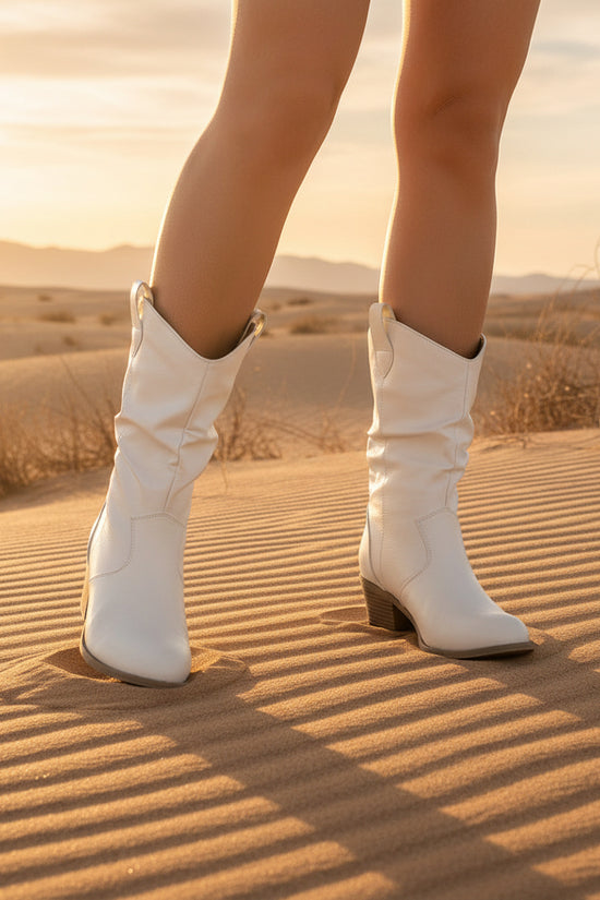 Comfortable Round Toe Stack Boots for Women, Summer Stylish Heeled Western Cowboy Boots 