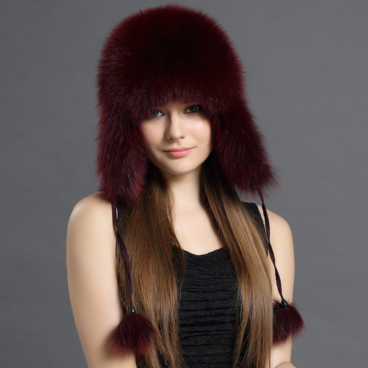 Autumn And Winter Korean Fox Fur Lei Feng Hat Trend 