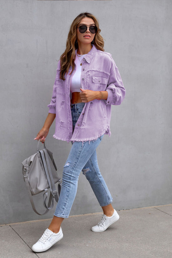 Ripped Shirt Jacket Female | oversized shirts for women | Diversi