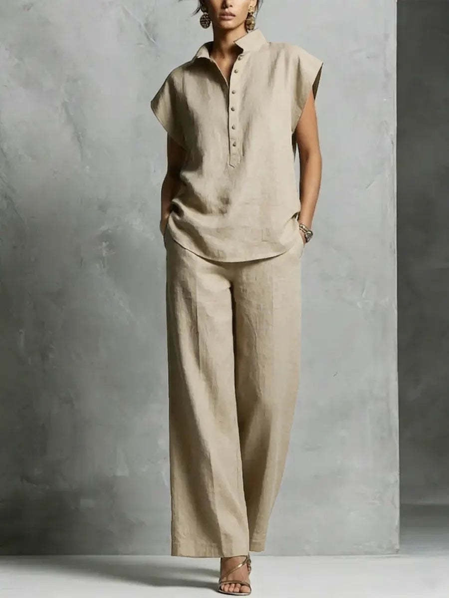 Women's Casual Cardigan Short-Sleeve Pants Set 
