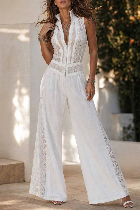 Sleeveless lace patchwork jumpsuit 