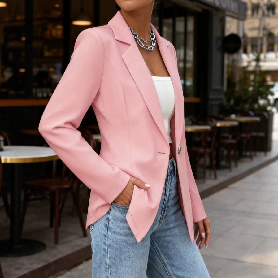 Casual Fashion New Arrival Lapel Collar Long Waist-Cinched Long-Sleeve Blazer 