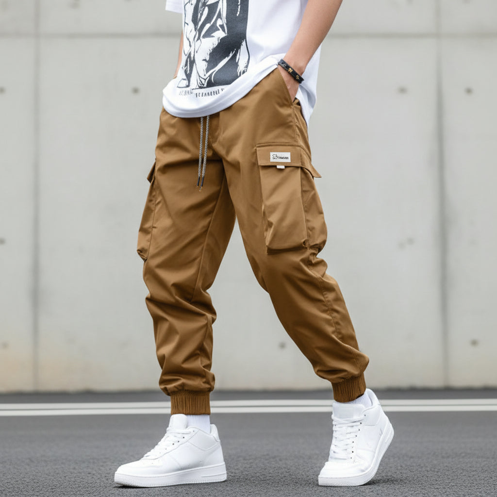 Men’s Multi‑Pocket Drawstring Cargo Pants CJ US