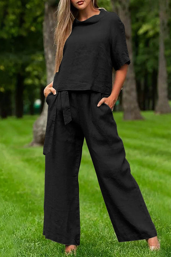 Round-neck Plus-size Womens Casual Two-piece Set, Trendy For Women 