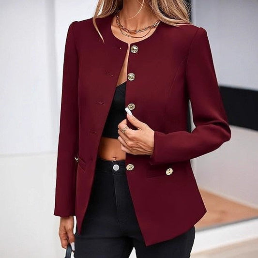 Round Neck Long Sleeve Button Cardigan 
