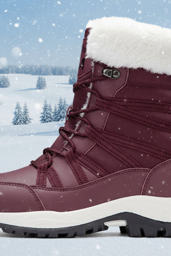 Winter Fleece-lined Thicker Non-slip Cotton-padded Shoes Outdoor Middle Boots CJ