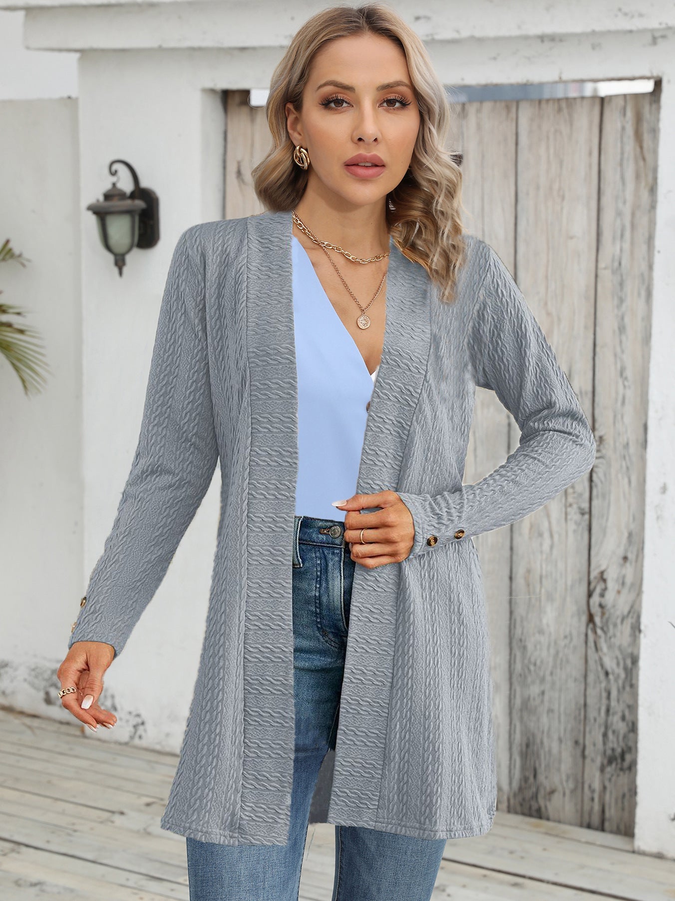 Women's Button Down Long Sleeve Loose Cardigan Top CJ US