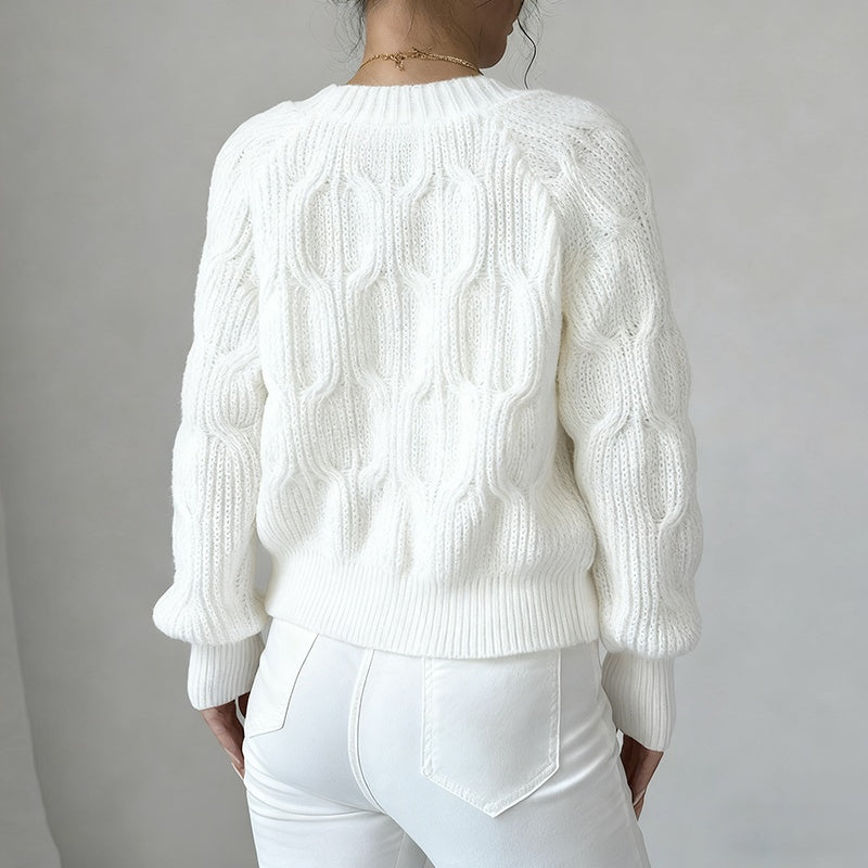 Women's Bow Cropped Cardigan - Long Sleeve V-Neck Button Down Knit Sweater Top 