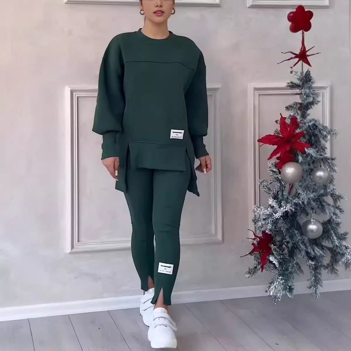 Women's Solid Color 2-Piece Set 