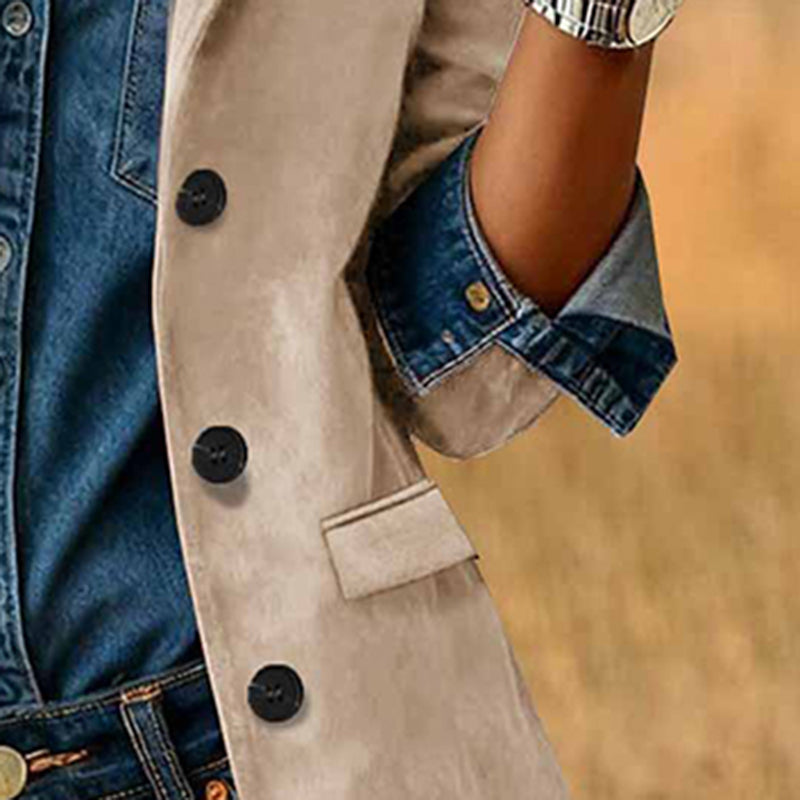 Plus Size Women's Solid Color Blazer Jacket Notch Lapel Long Sleeve Motorcycle Coat With Pockets For Office&Formal Wear CJ US