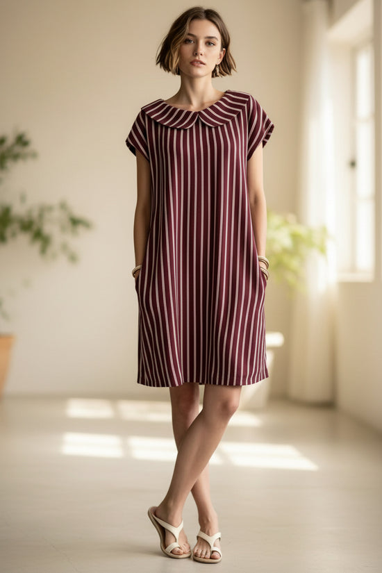 Elegant And Fashionable Printed Striped Dress For Women 